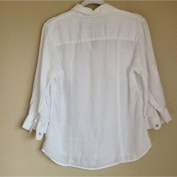 charter club 100% linen button-up shirt womens size 10 white - Picture 4 of 6